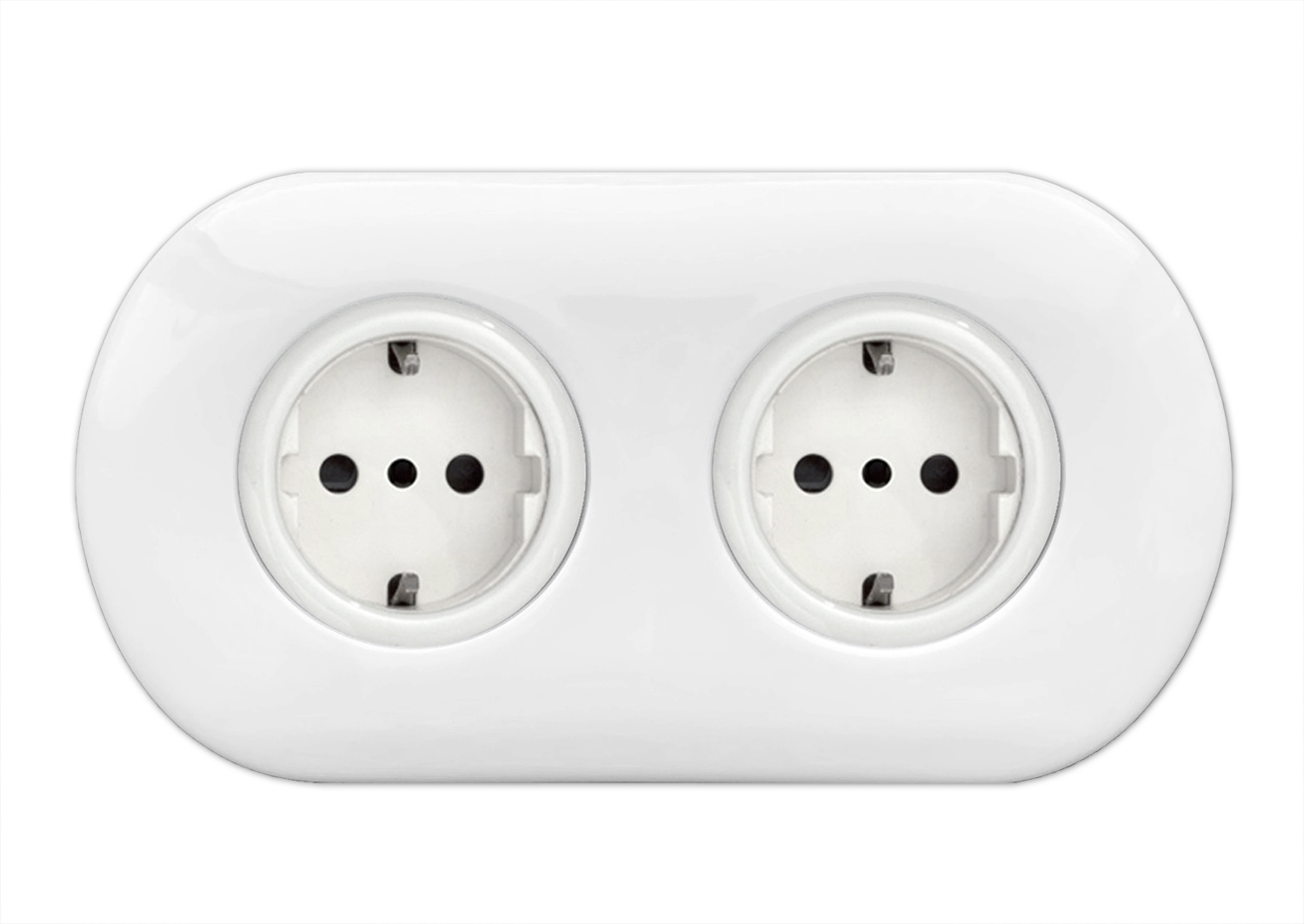 Porcelain socket outlet white 2-gang double wall socket retro VDE