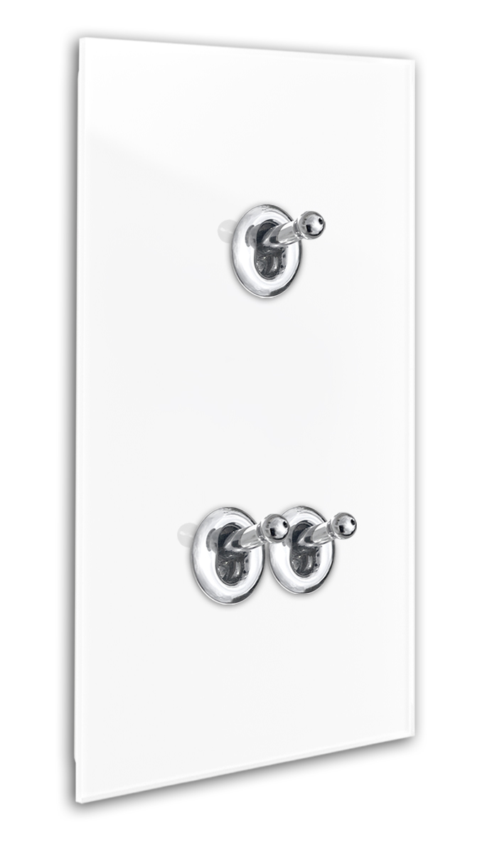 CAMBRIDGE Ein-AUS-WECHSEL-Schalter 3-fach Glas-Optik. Weiß - Chrom.