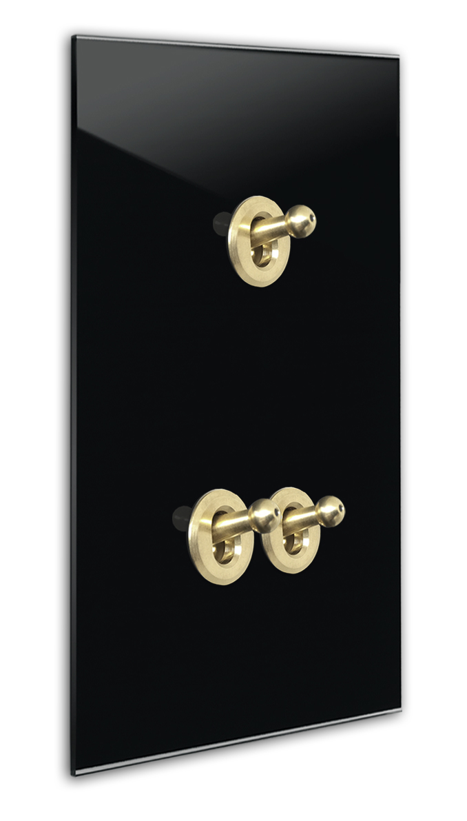 CAMBRIDGE Ein-AUS-WECHSEL-Schalter 3-fach Glas-Optik. Schwarz Messing