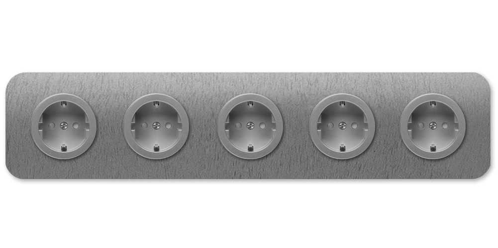 Abgerundete Steckdose graues Titanium 5-fach. Cube Series