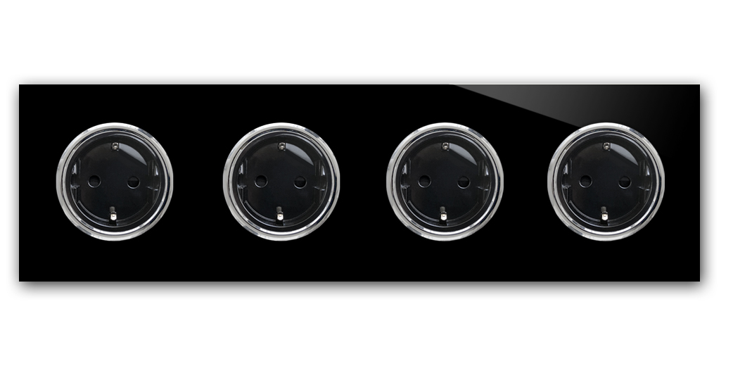 Steckdose 4-fach. MAXIM Schwarz - Chrom