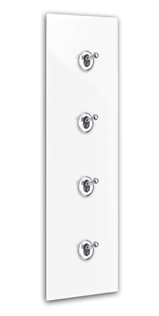 Retro Schalter 4-fach Glas-Optik Wechsel Weiß Chrom CAMBRIDGE