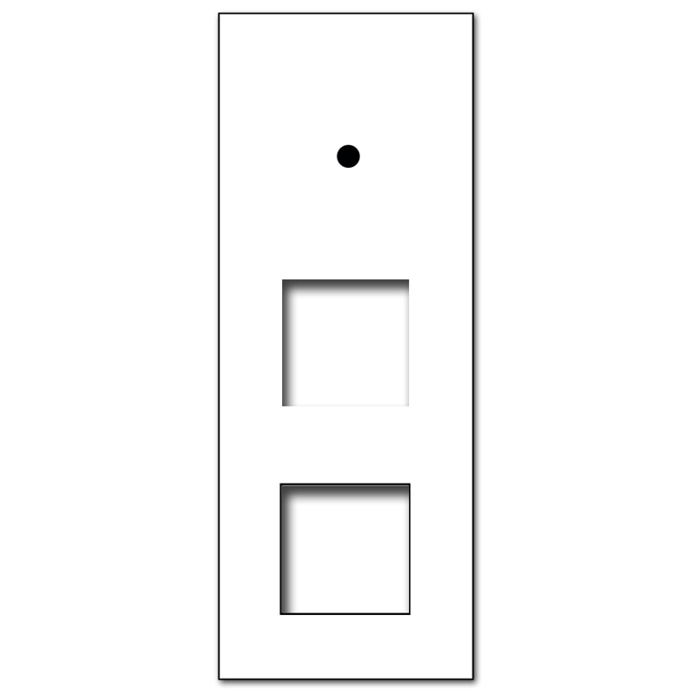 Touch-Blende NOVA - Glas-Optik 1-fach mit 2 Ausschnitten in Weiß.