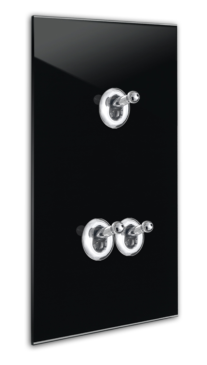 CAMBRIDGE Ein-AUS-WECHSEL-Schalter 3-fach Glas-Optik. Schwarz - Chrom