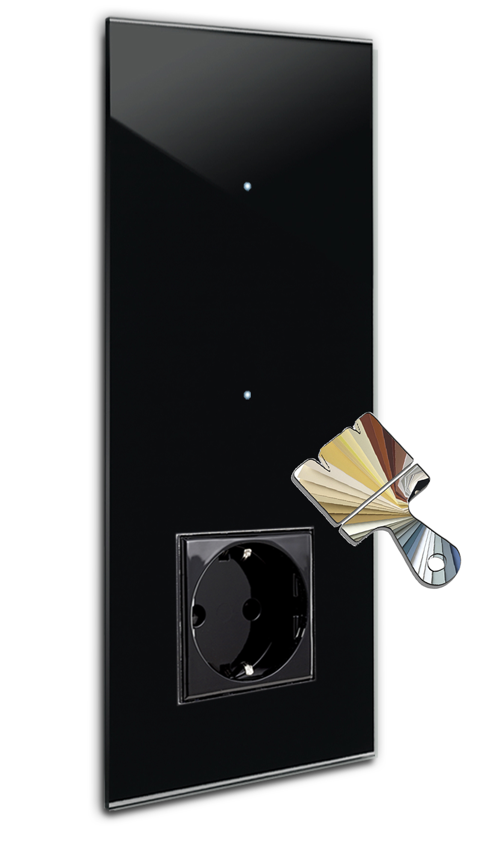 Touchschalter mit Steckdose. Farrow Ball Farbe. 230V. Glas-Optik. NOVA