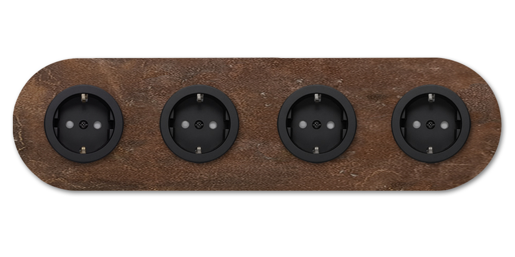 Steckdose rostiges Metall Rost 4-fach. Round Series