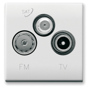 SAT/Kabel/FM Anschlussdose (3fach). Einzeldose, keine Durchgangsdose. Weiß glänzend.