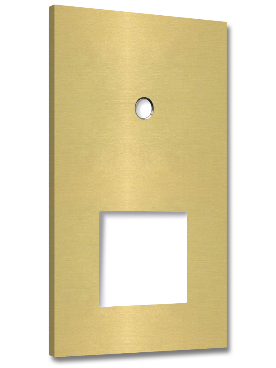 Retro toggle switch plate NINA 1-Gang with cutout. Brushed brass metal. CJC Systems