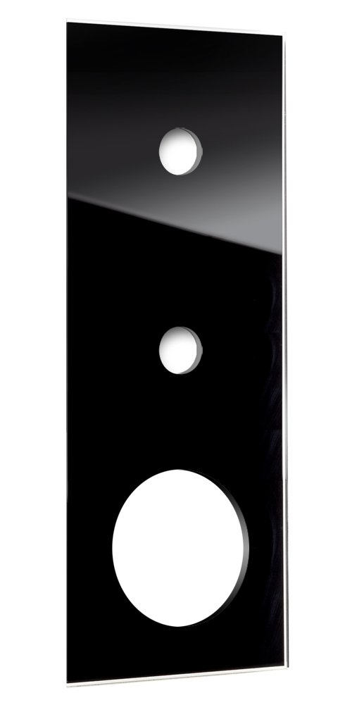 Retroschalter-Blende CAMBRIDGE - Glas-Optik 2-fach mit rundem Ausschnitt in Schwarz.