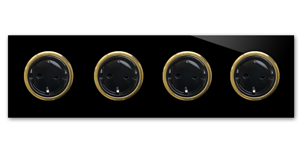 Steckdose 4-fach. MAXIM Schwarz - Messing. ROHDE+ROHDE