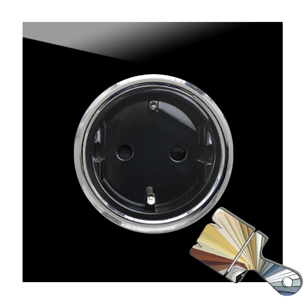 Socket Farrow Ball colour glass-look set chrome 1-gang