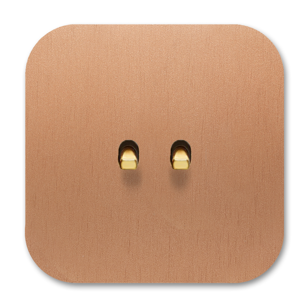 Toggle switch metal copper. 2 gang retro vintage. Cube Series