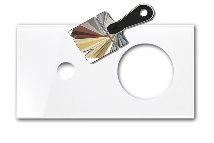 Retroschalter-Blende CAMBRIDGE - Glas-Optik 1-fach mit rundem Ausschnitt waagerecht in Farrow & Ball-Farbe.