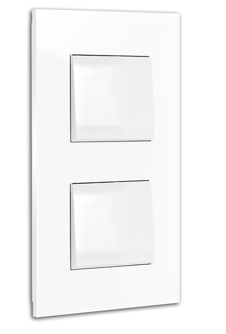 Lichtschalter Glas-Optik. 2-fach für 2 Wanddosen, weiß. Wechselschalter MAXIM