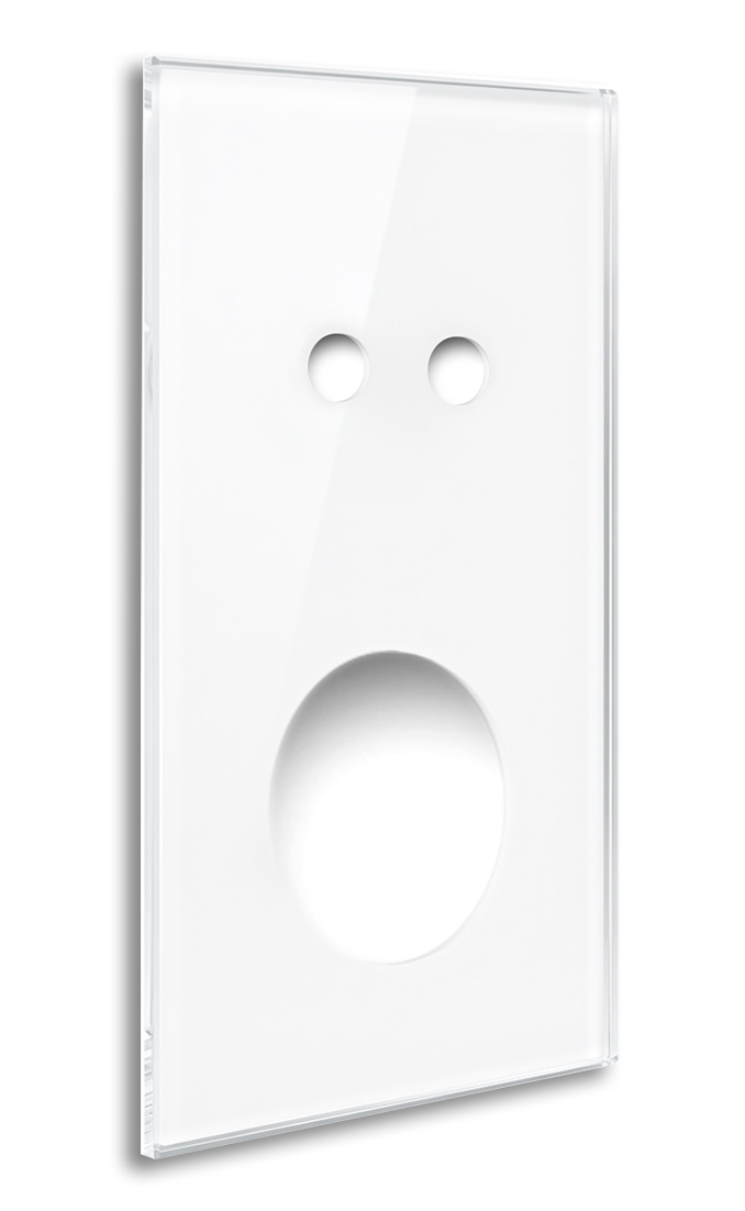 YORK White Glass-Effect 2-Gang Cover Plate with Round Cut-Out by ROHDE+ROHDE