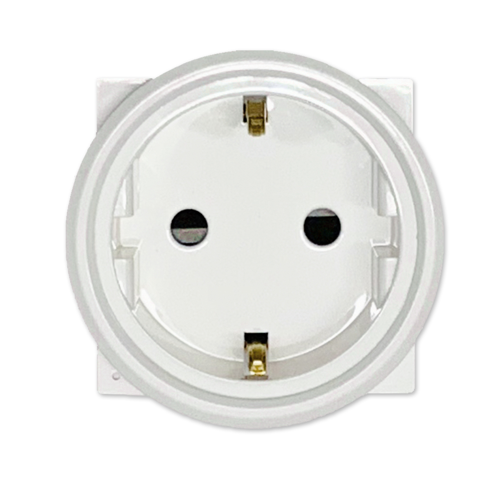 Schuko socket insert (type F). White with white decorative ring