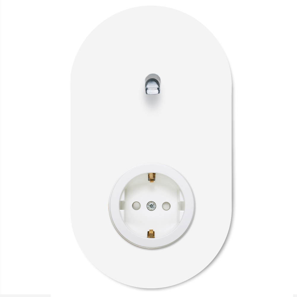 Toggle switch metal matte white chrome 1 gang + 1 socket 2 way. Round Series