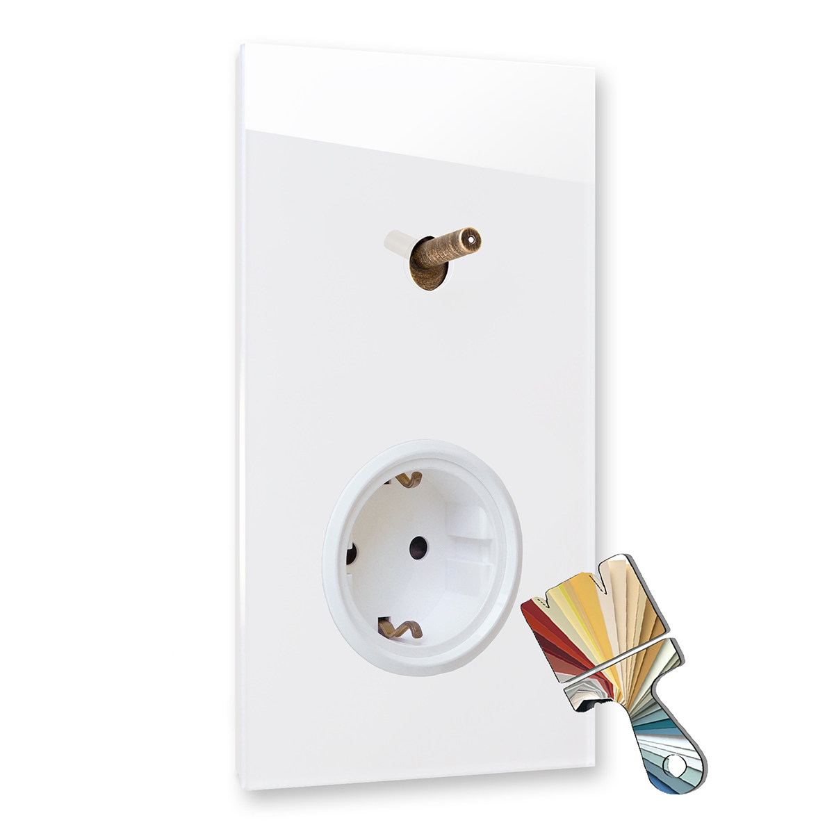 RAL light switch with socket. Bronze Antique toggle. Custom colour glass-effect. YORK