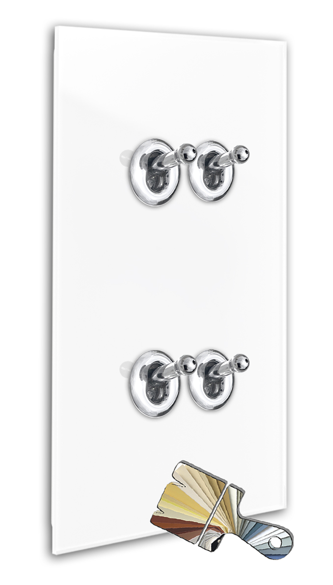 Light switch 4 toggle chrome. Farrow Ball in glass look