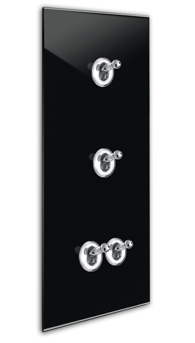 Retro-Schalter 4-fach Glasoptik Schwarz Silber CAMBRIDGE