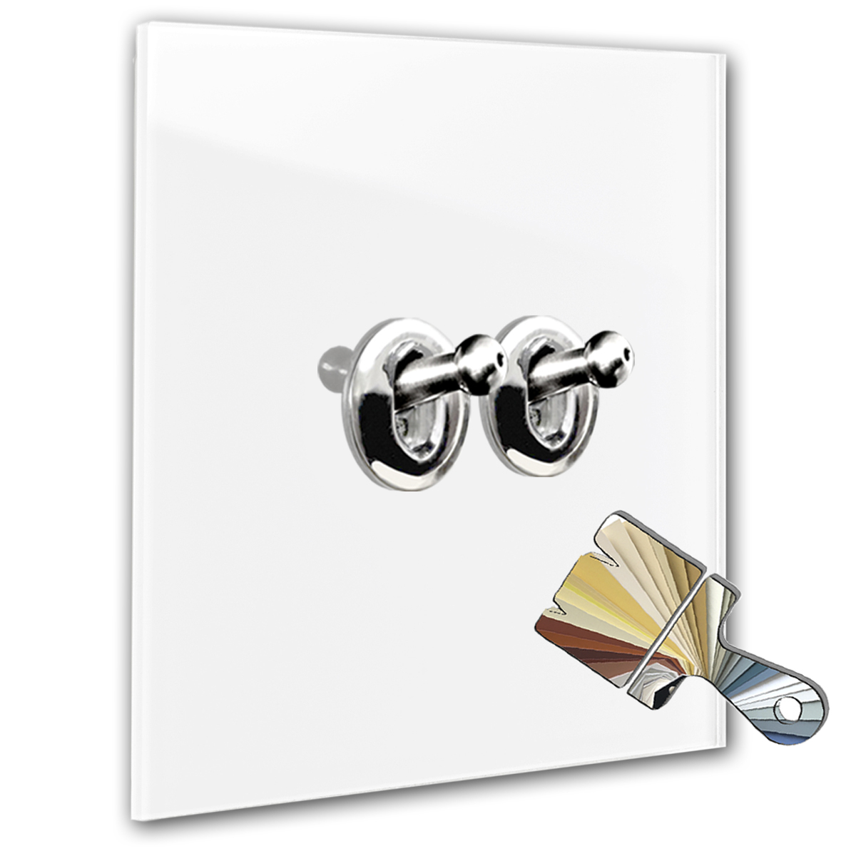 Retro light switch RAL colour glass look chrome