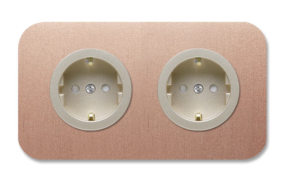 Socket metal copper 2 gang. Cube Series