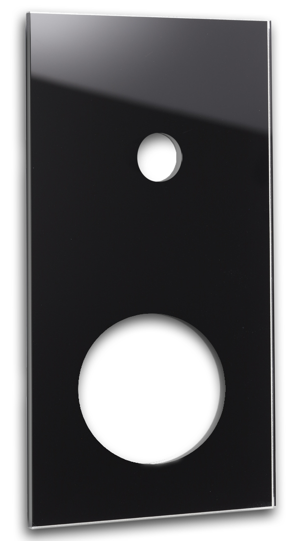 Retroschalter-Blende CAMBRIDGE - Glas-Optik 1-fach mit rundem Ausschnitt in Schwarz.