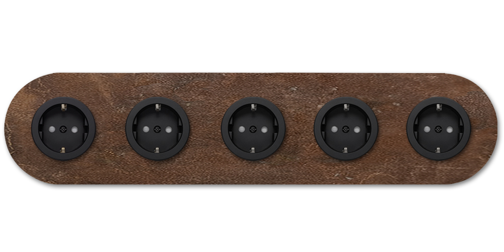 Steckdose rostiges Metall Rost 5-fach. Round Series