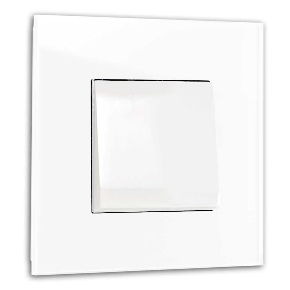 Lichtschalter Glas-Optik 1-fach Wechselschalter Weiß. MAXIM