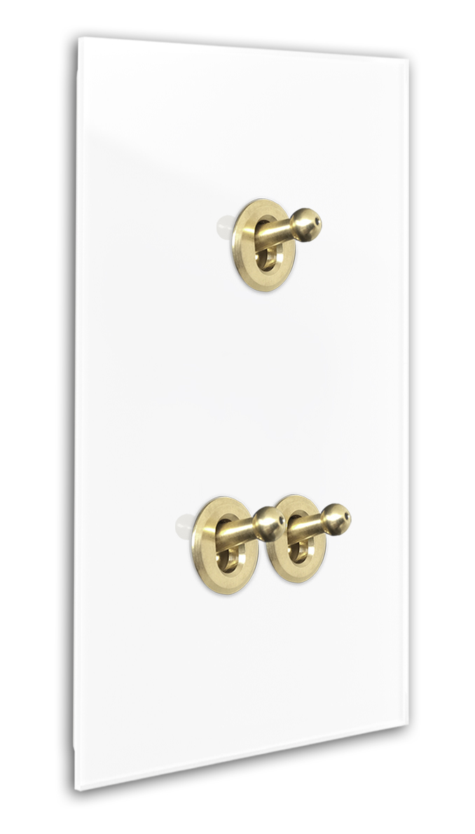 CAMBRIDGE Ein-AUS-WECHSEL-Schalter 3-fach Glas-Optik. Weiß - Messing. ROHDE+ROHDE