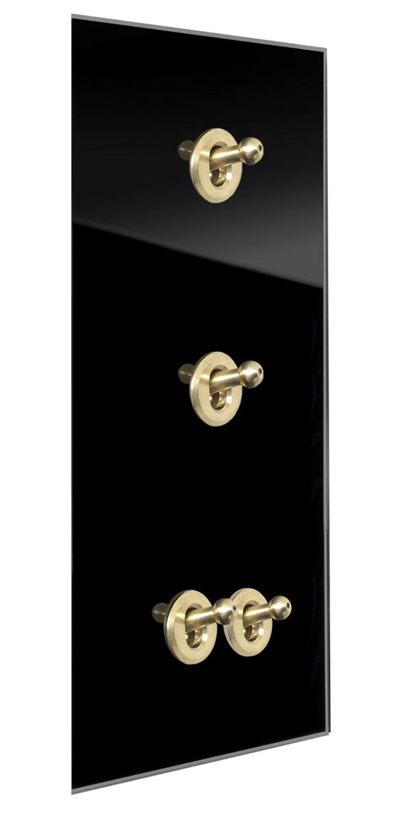Retro-Schalter in Glasoptik  Schwarz Gold 4-fach CAMBRIDGE