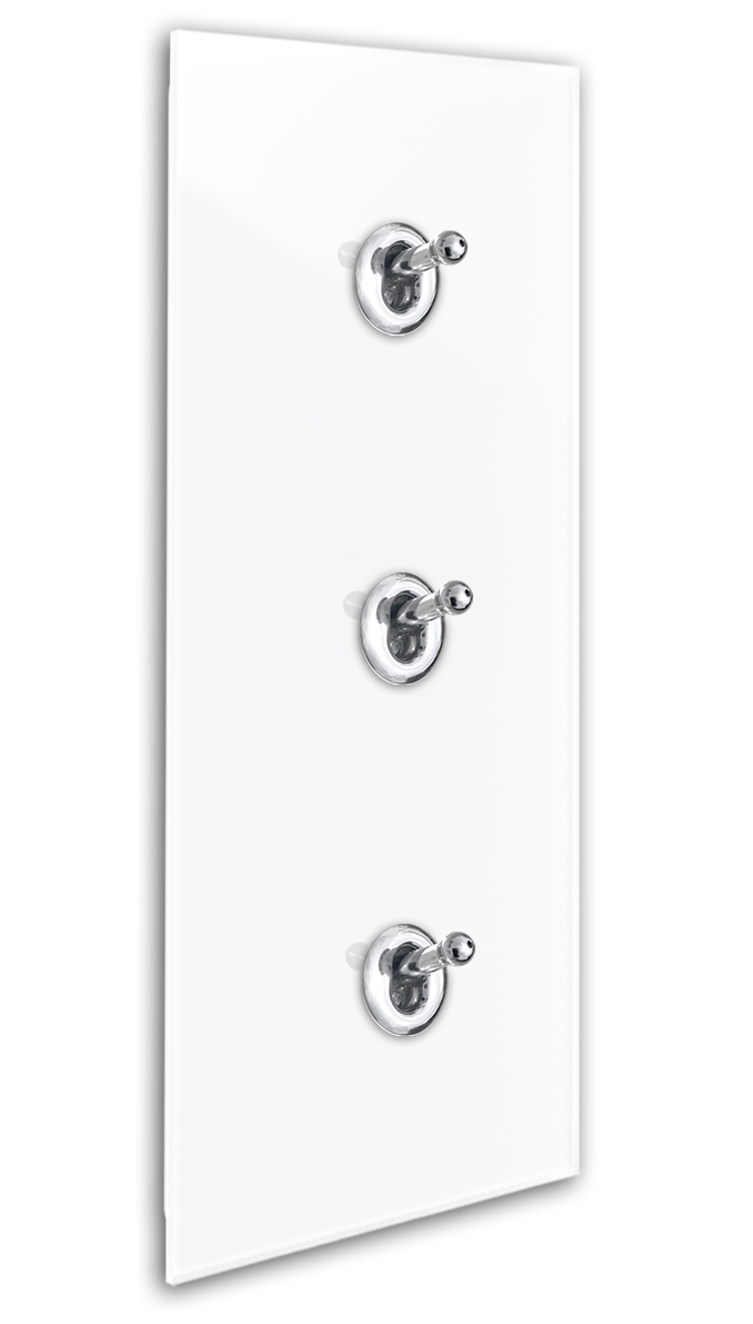 CAMBRIDGE Ein-AUS-WECHSEL-Schalter 3-fach Glas-Optik. Weiß Chrom