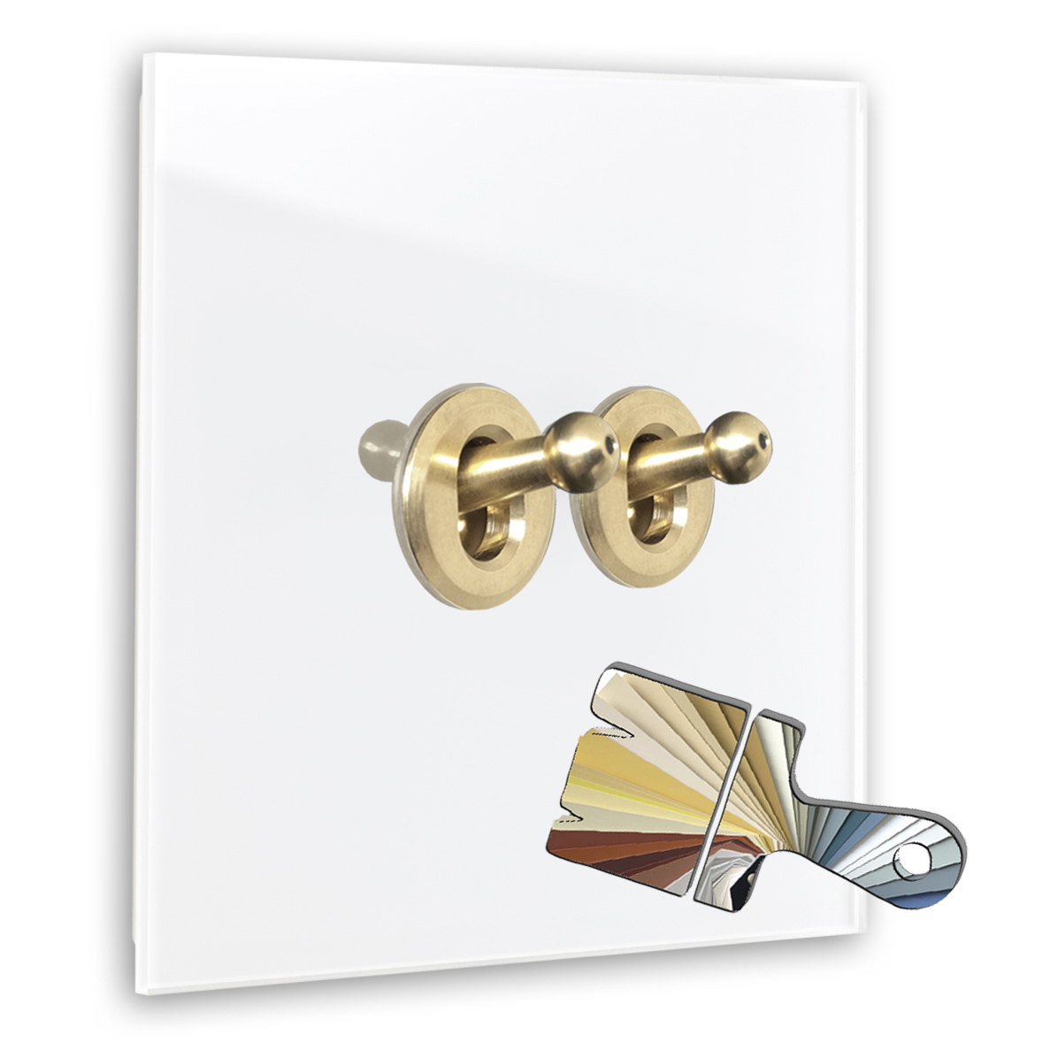 Retro light switch RAL colour glass look gold