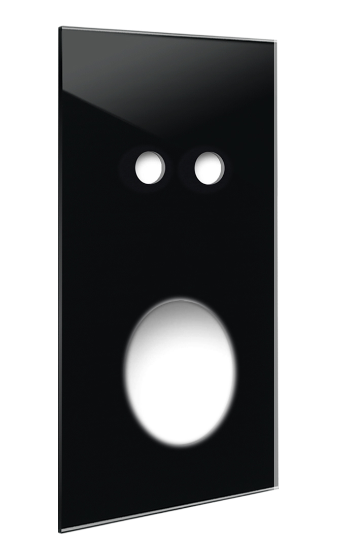 YORK Black Glass-Effect 2-Gang Cover Plate with Round Cut-Out by ROHDE+ROHDE