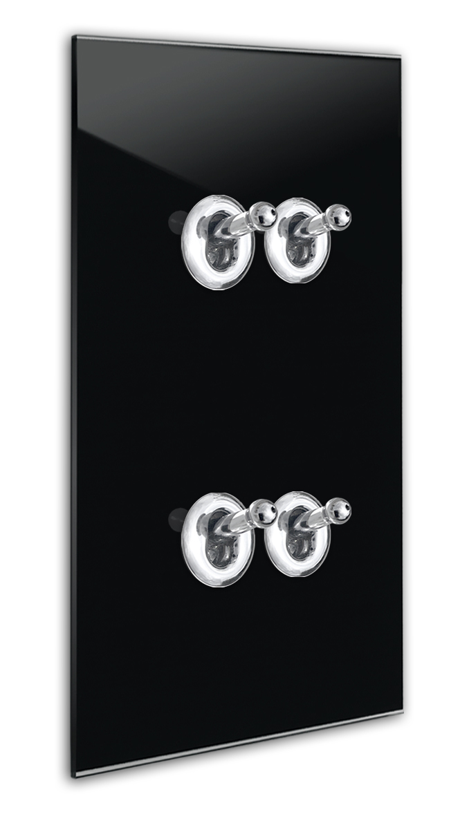 CAMBRIDGE Ein-AUS-WECHSEL-Schalter 4-fach Glas-Optik. Schwarz - Chrom. ROHDE+ROHDE