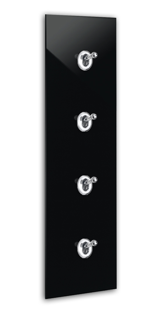 Retro switch in glass look 4 gang black silver CAMBRIDGE