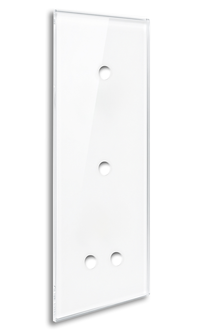 YORK White Glass-Effect 4-Gang Cover Plate for 3 Back Boxes by ROHDE+ROHDE