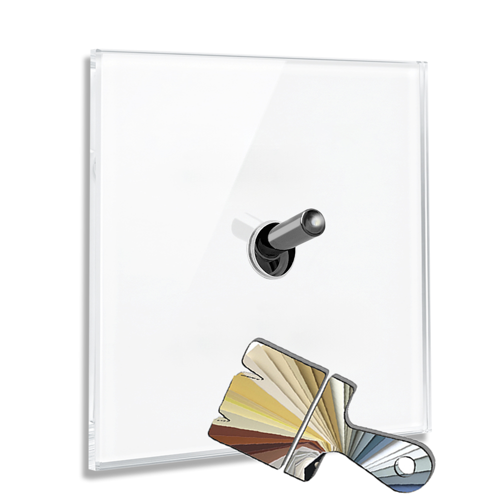 Iluminated light switch in RAL colour glass optic with 1 chrome toggle lever. YORK
