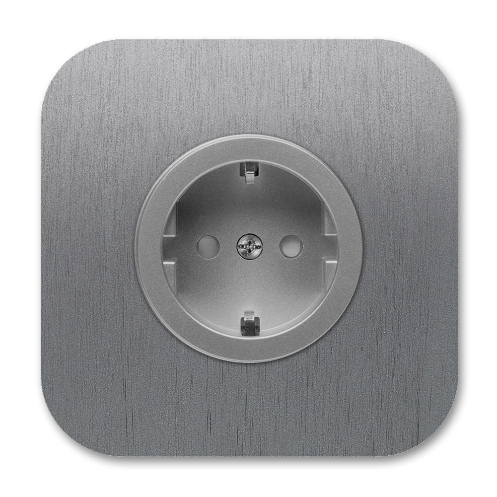 Abgerundete Steckdose graues Titanium 1-fach. Cube Series