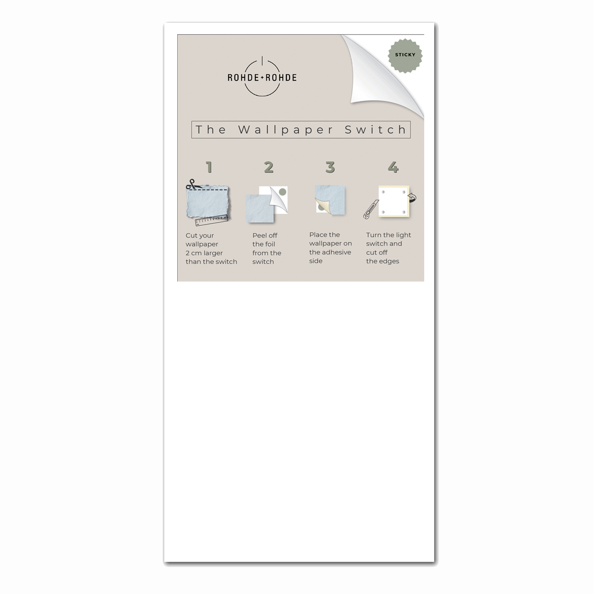 Front panel for Wallpaper Switch, with self-adhesive surface 2-fold.