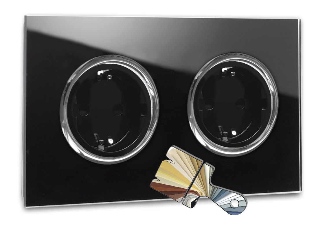 Steckdose Farrow Ball Farbe Glas-Optik Set Chrom 2-fach